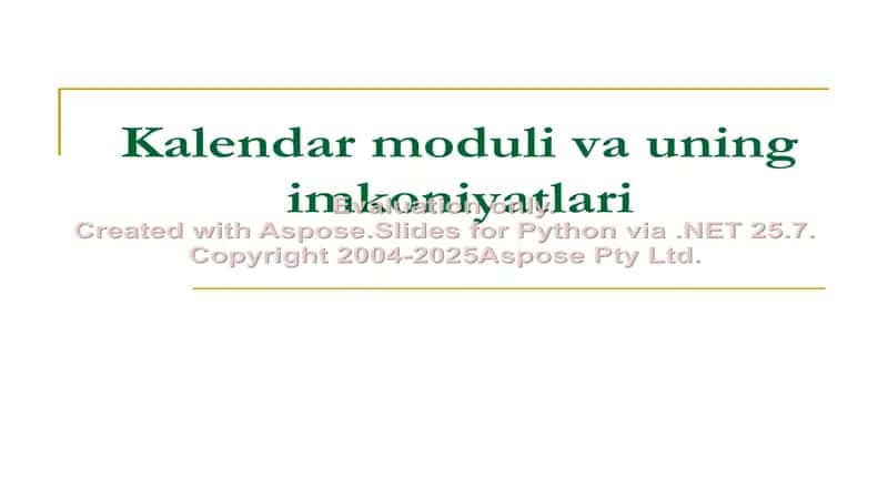Kalendar moduli va uning imkoniyatlari
