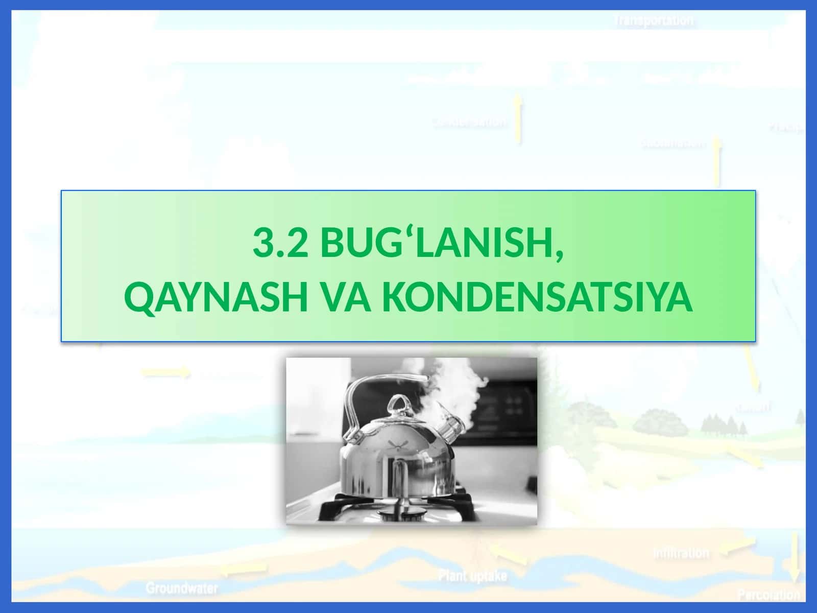 BUG‘LANISH,QAYNASH VA KONDENSATSIYA