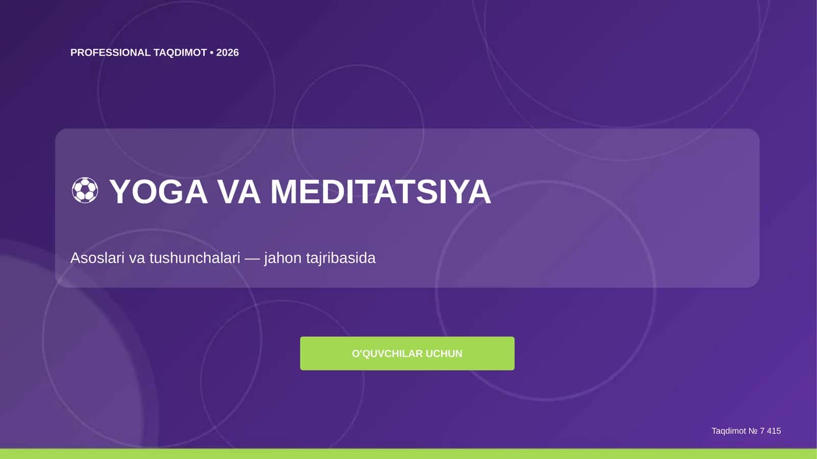 YOGA VA MEDITATSIYA