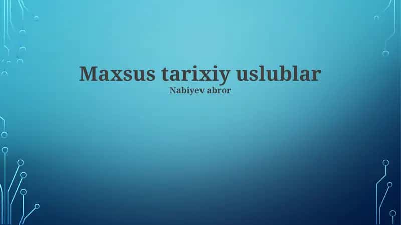 Maxsus tarixiy uslublar