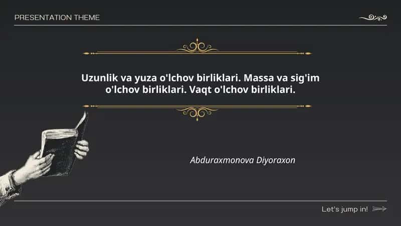 Uzunlik va masso o'lchov birliklari