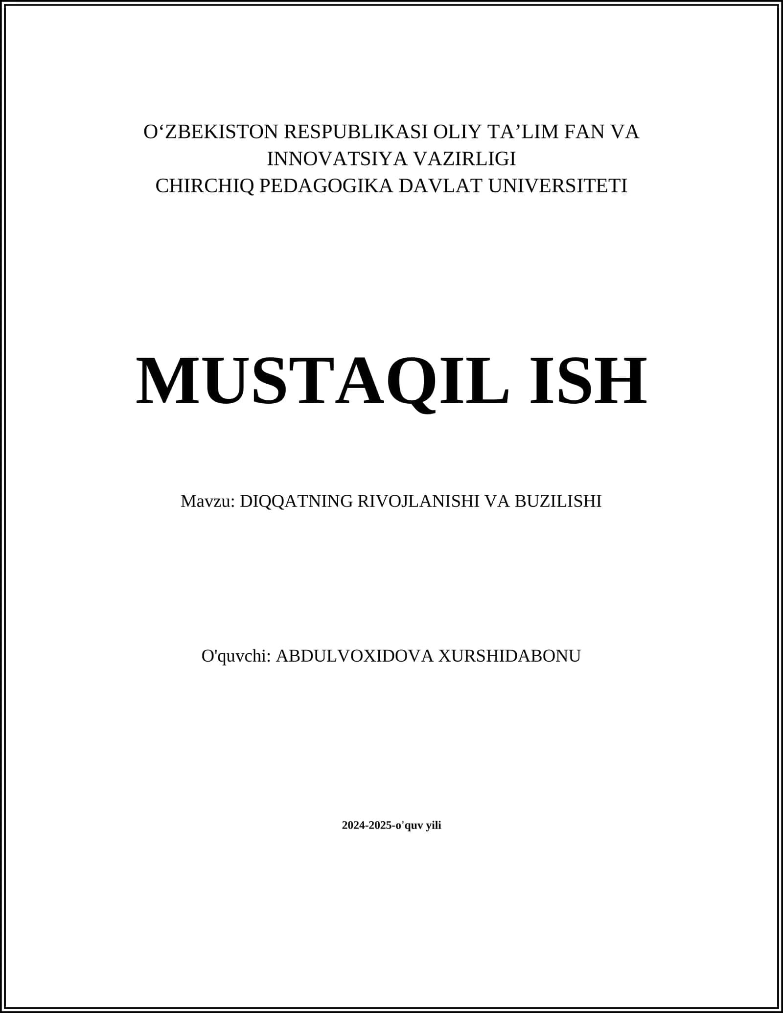 Diqqatning fiziologik asoslari