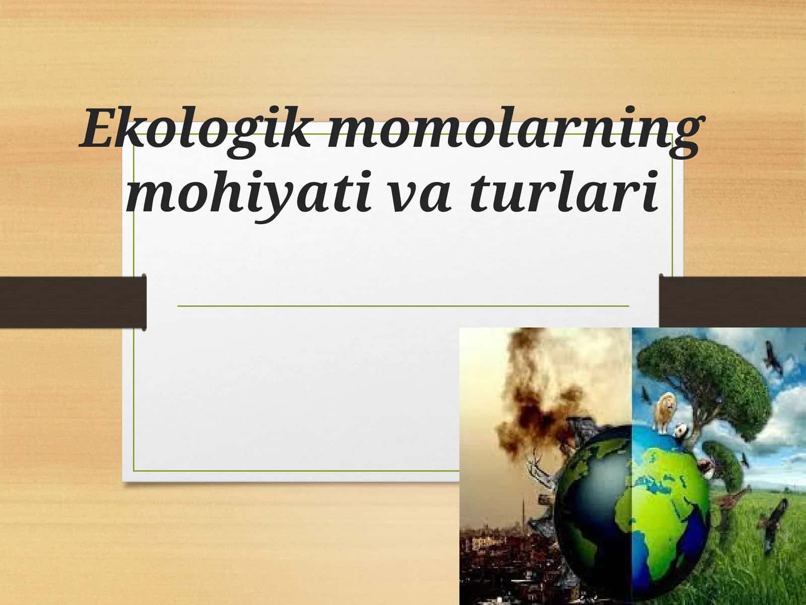 Ekologik momolarning mohiyati va turlari