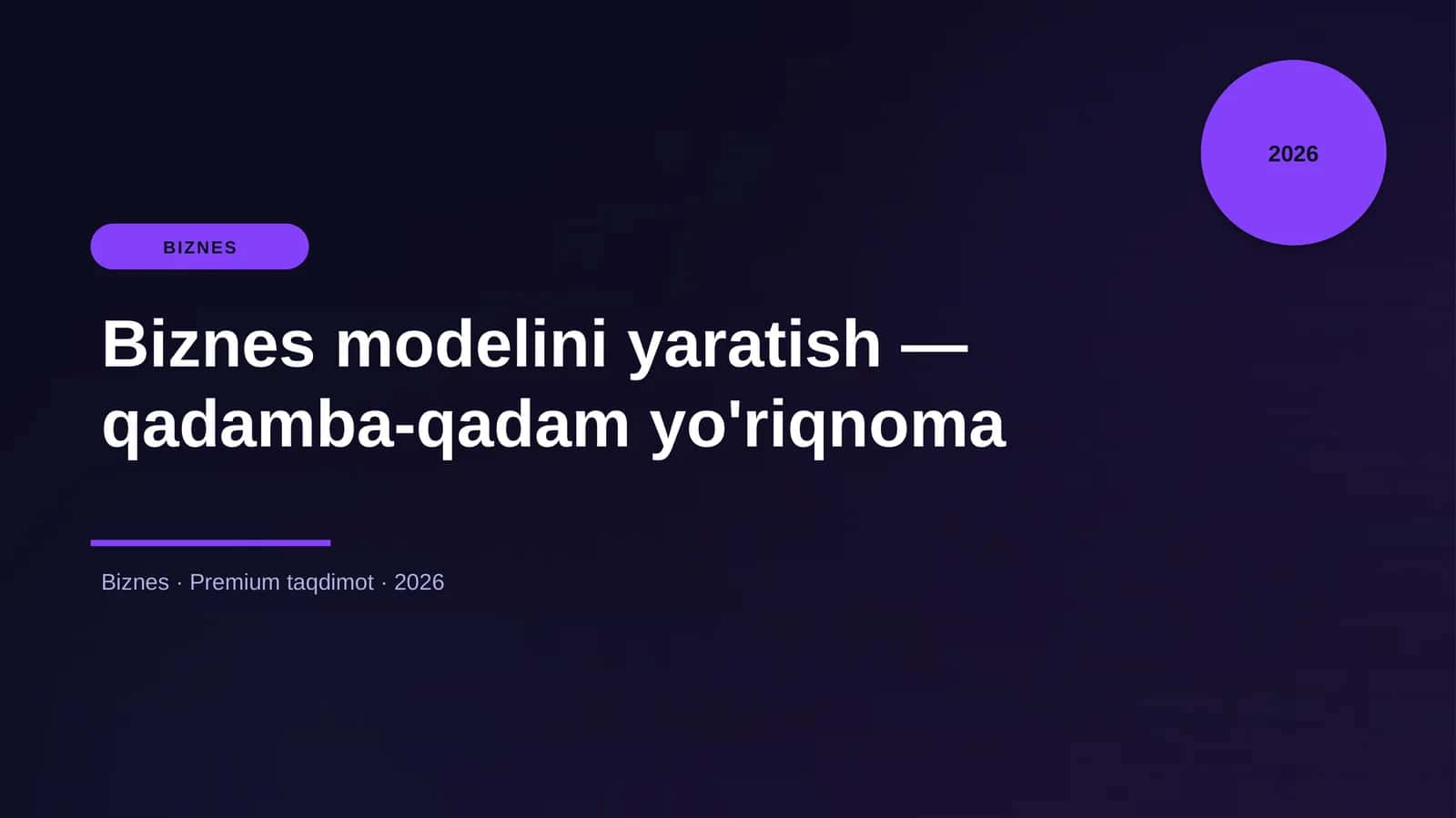 Biznes modelini yaratish — qadamba-qadam yo'riqnoma