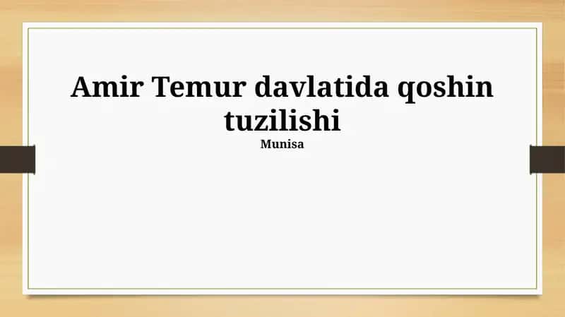 Amir Temur davlatida qoshin tuzilishi