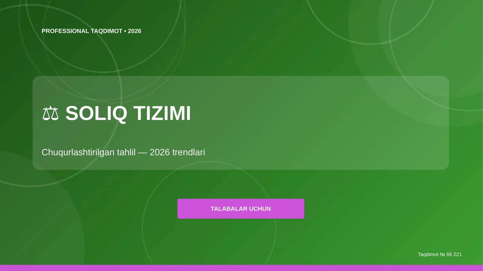 SOLIQ TIZIMI: Chuqurlashtirilgan tahlil (2026 trendlari)
