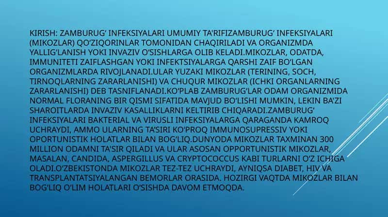 Zamburug'li infeksiyalarning umumiy tarifi