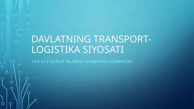 Davlatning transport-logistikasiyosati
