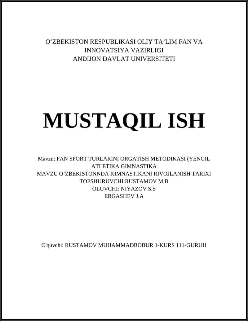 FAN SPORT TURLARINI ORGATISH METODIKASI