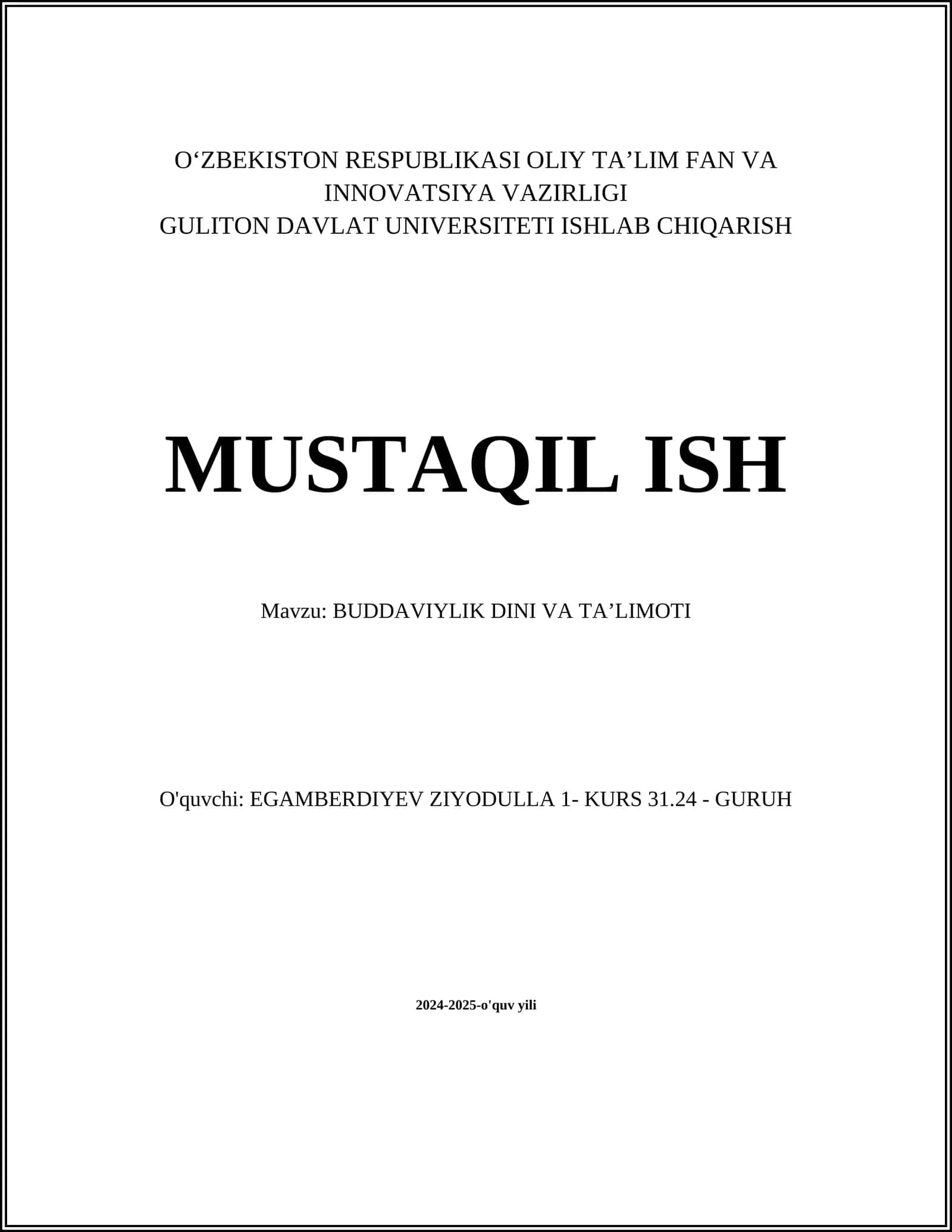 BUDDAVIYLIK DINI VA TAʼLIMOTI