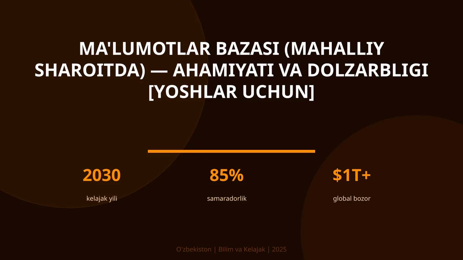 Ma'lumotlar bazasi (mahalliy sharoitda) — ahamiyati va dolzarbligi [yoshlar uchun]