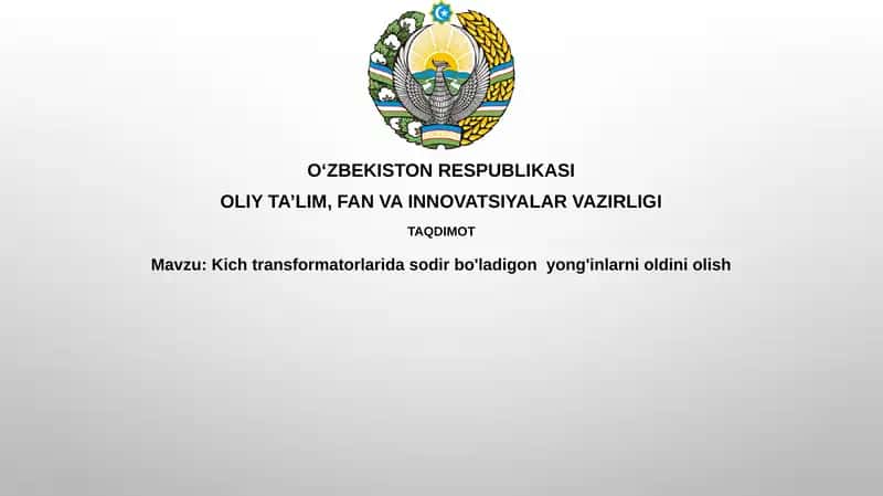 Yoy pech transformatorlarida yong'inlarning oldini olish