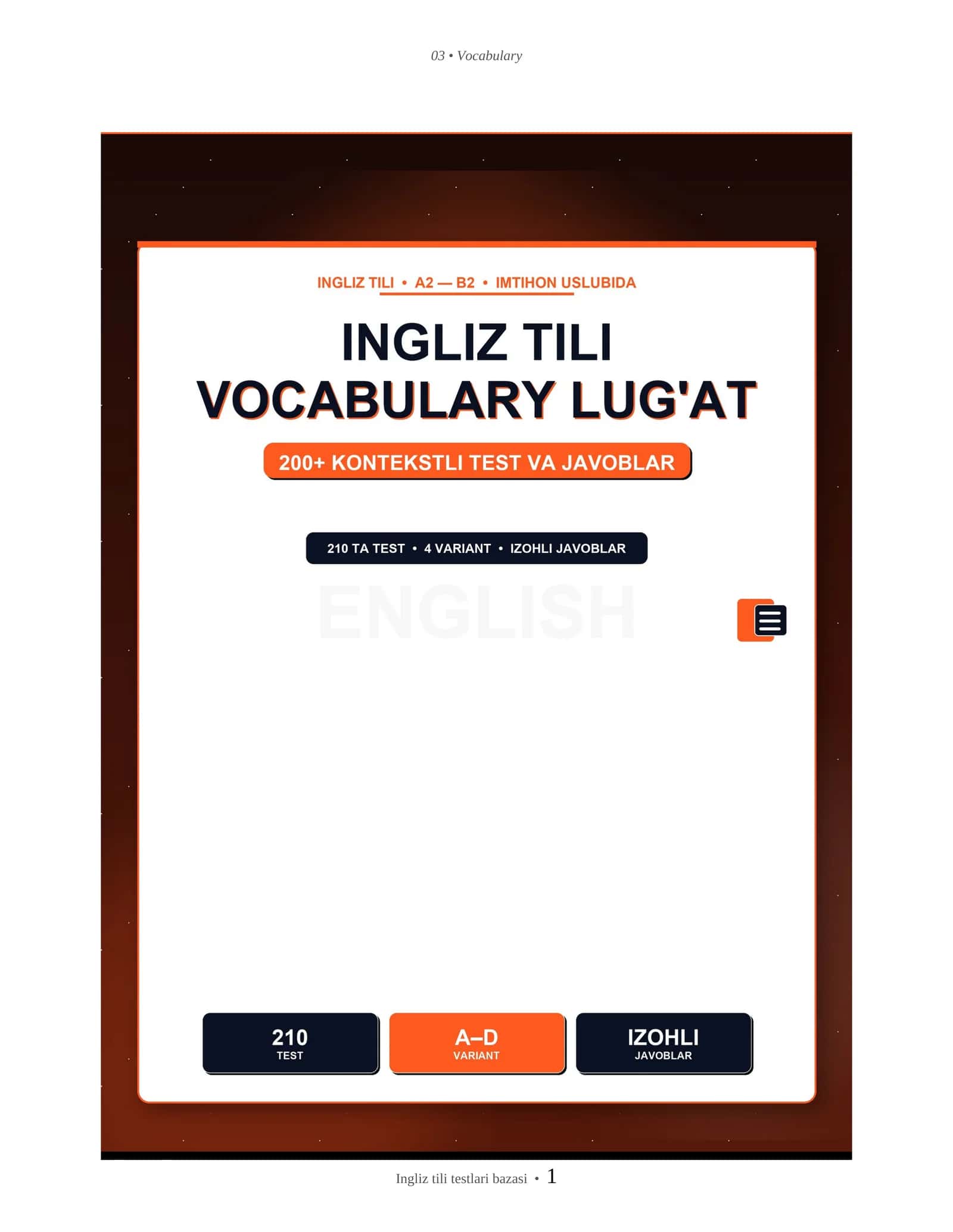 INGLIZ TILI VOCABULARY