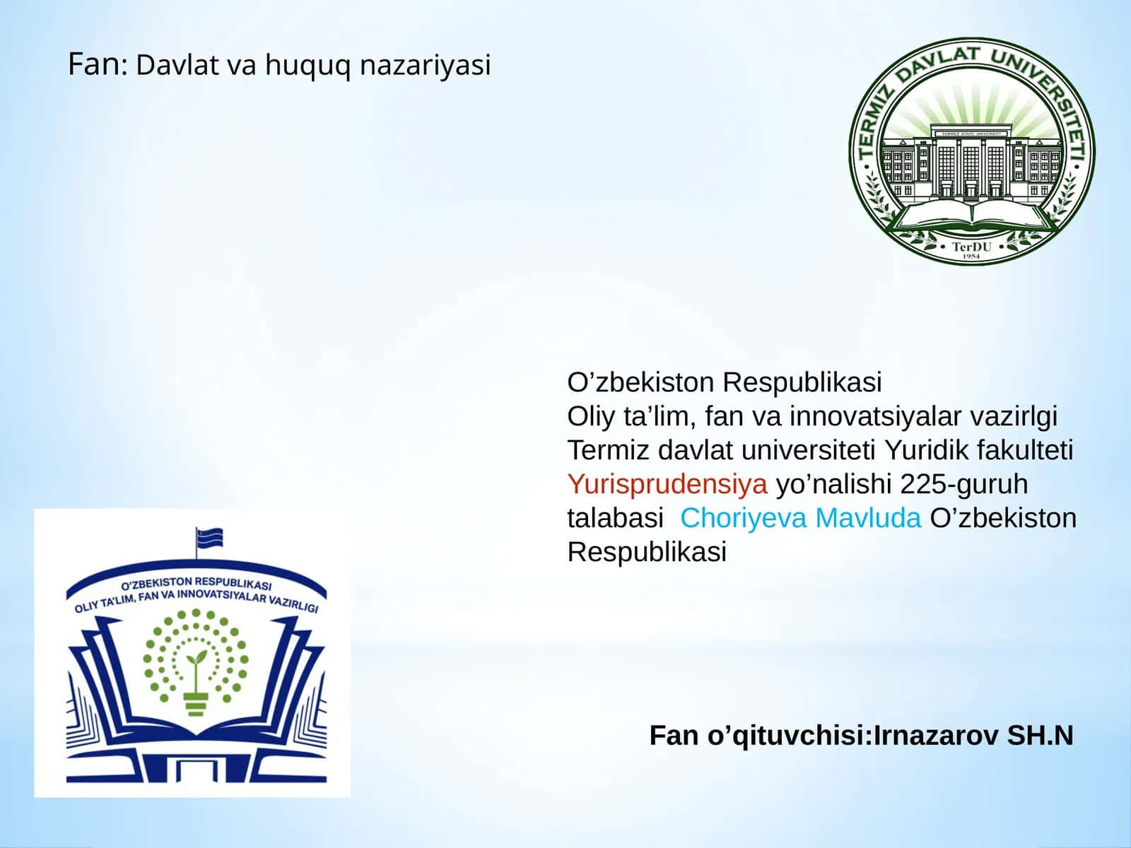 Davlat va huquq nazariyasi