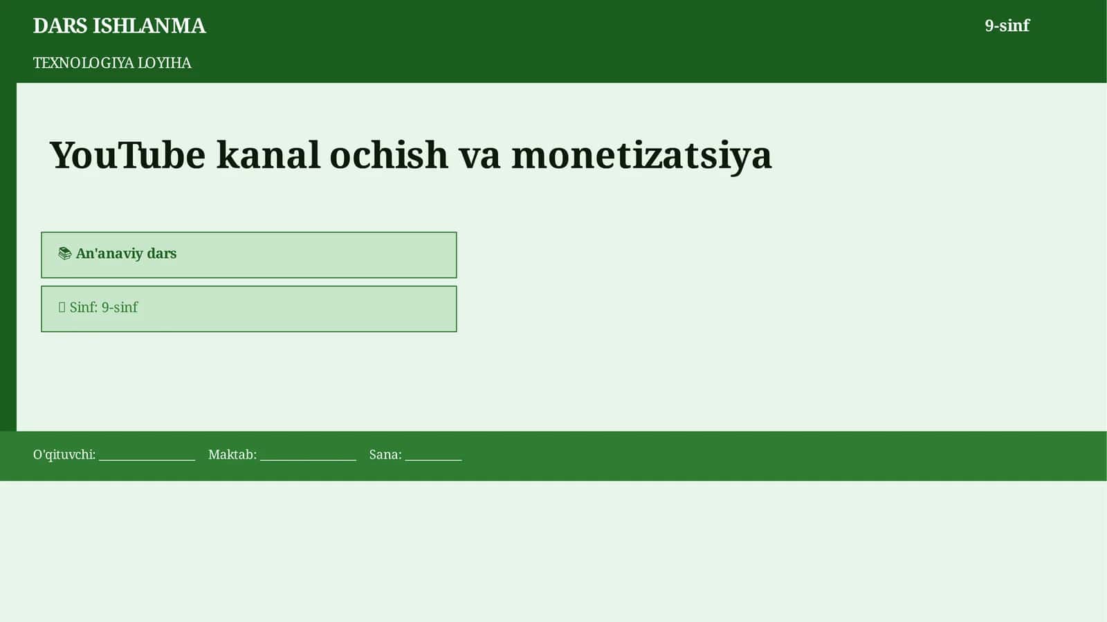 TEXNOLOGIYA LOYIHA