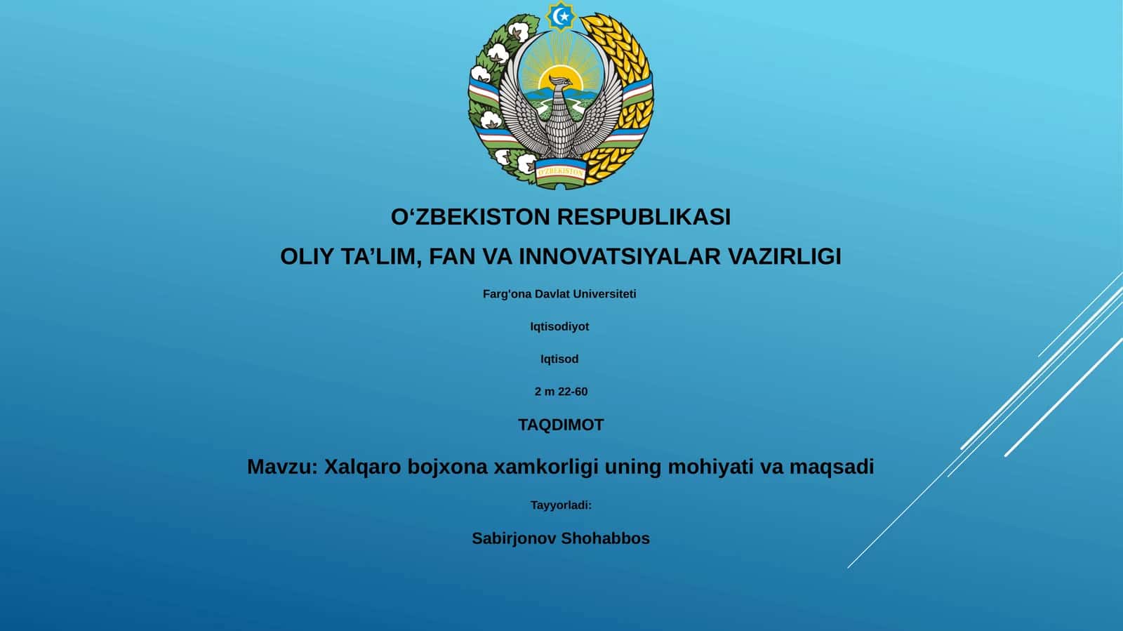 Xalqaro bojxona xamkorligi uning mohiyati va maqsadi