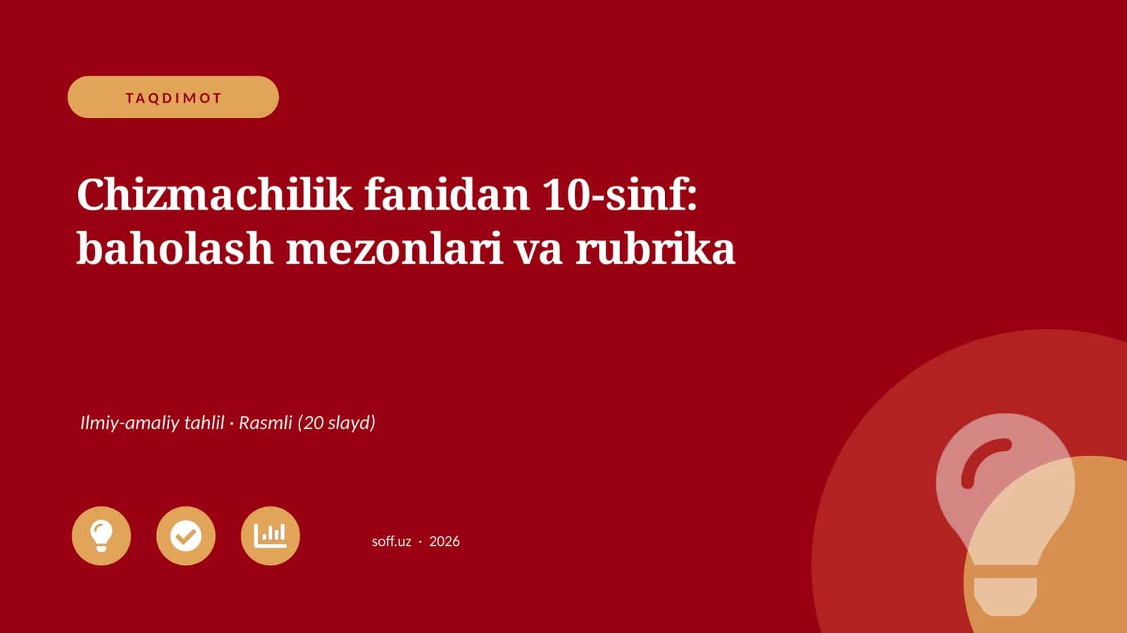 Chizmachilik fanidan 10-sinf: baholash mezonlari va rubrika