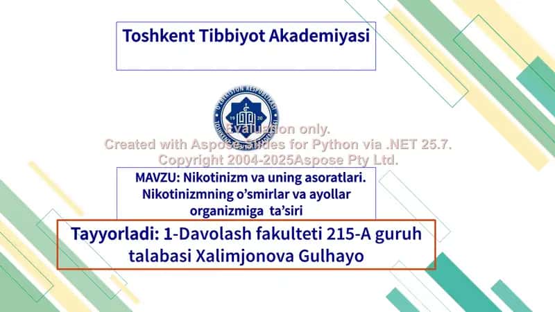 Nikotinizm va uning asoratlari