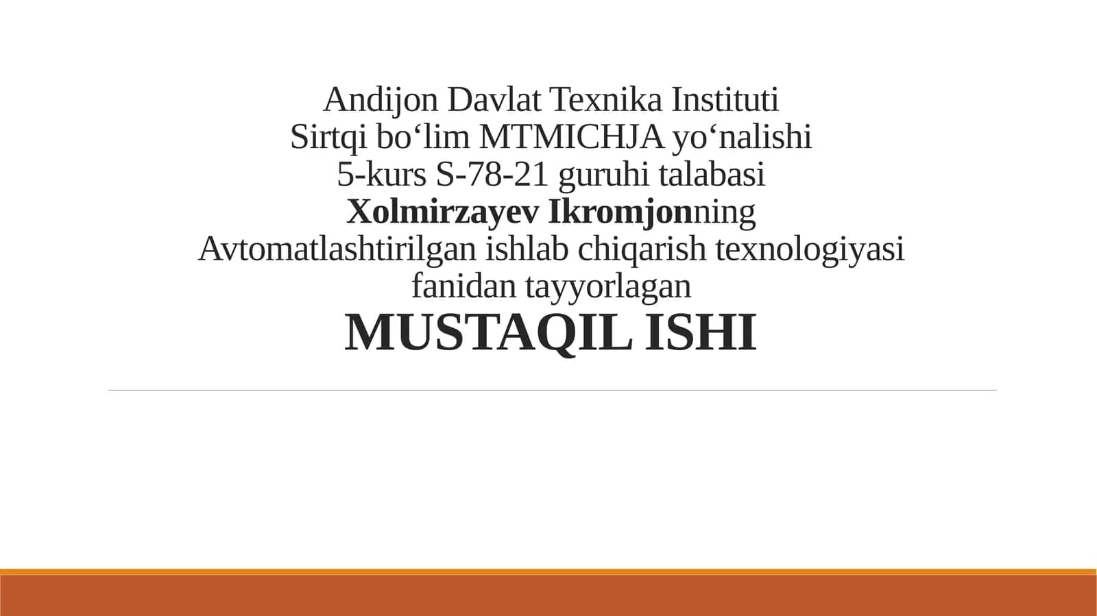 MISlarda ishlov berish sifatini nazorat qilish