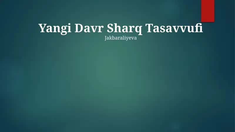 Yangi Davr Sharq Tasavvufi