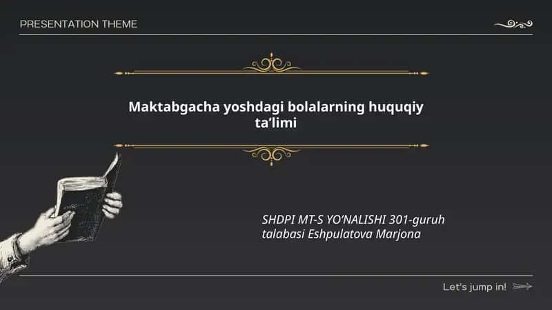 Maktabgacha yoshdagi bolalarning huquqiy taʼlimi