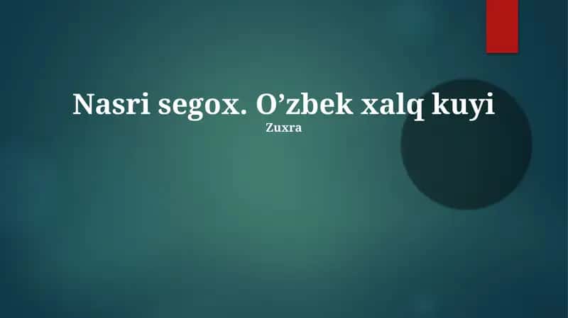 Nasri Segox. O’zbek xalq kuyi