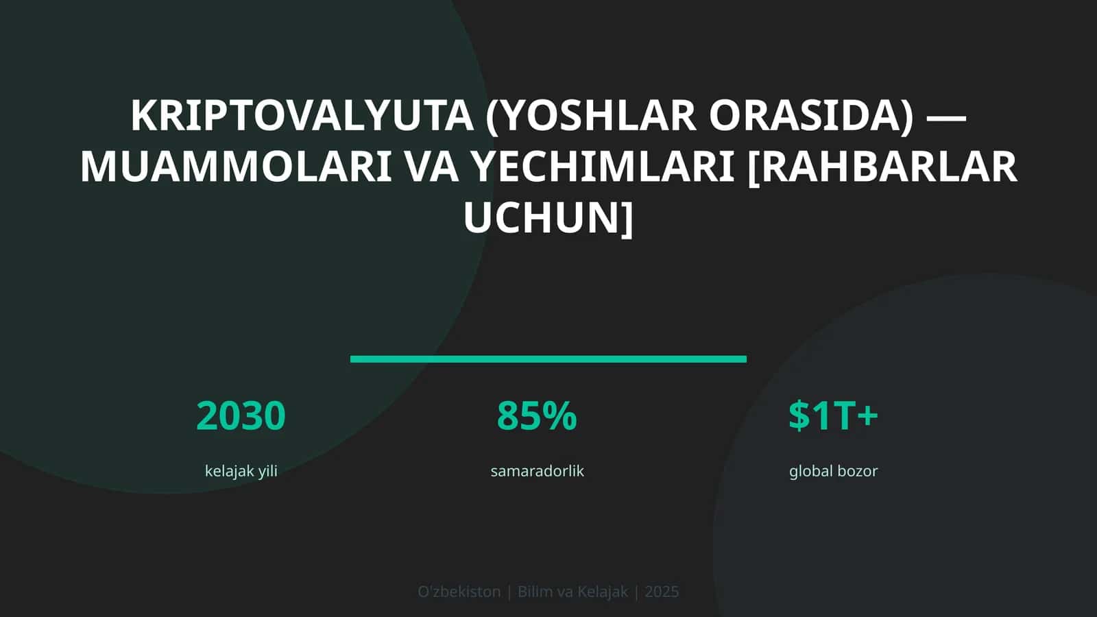 KRIPTOVALYUTA (YOSHLAR ORASIDA) — MUAMMOLARI VA YECHIMLARI [RAHBARLAR UCHUN]