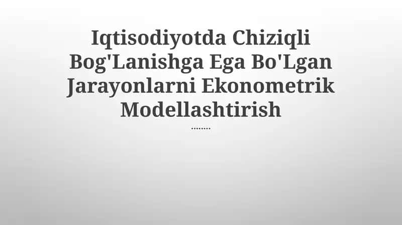 Ekonommetrik modellashtirish