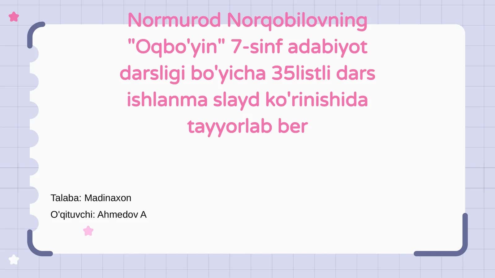 Oqbo'yin 7-sinf adabiyot darsligi
