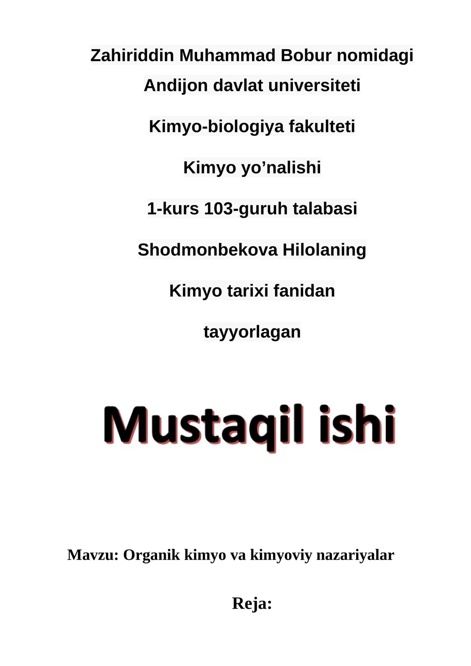 Organik kimyo va kimyoviy nazariyalar