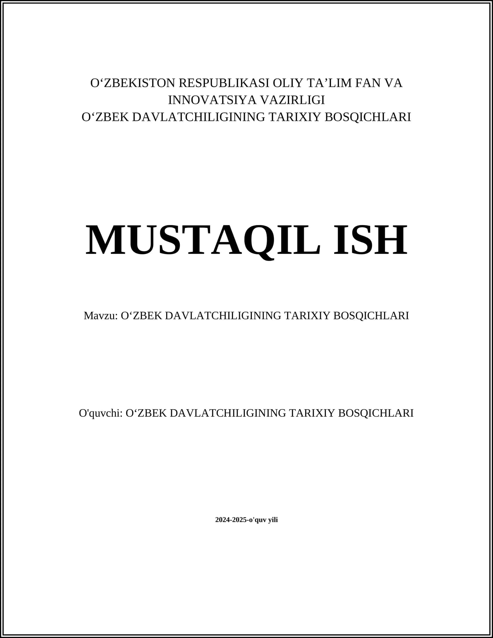 O‘zbek Davlatchiliginin Tarixiy Bosqichlari