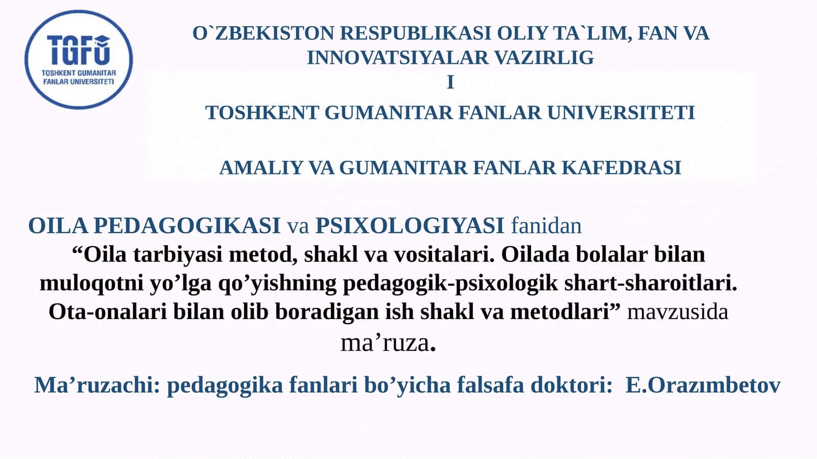 OILA PEDAGOGIKASI