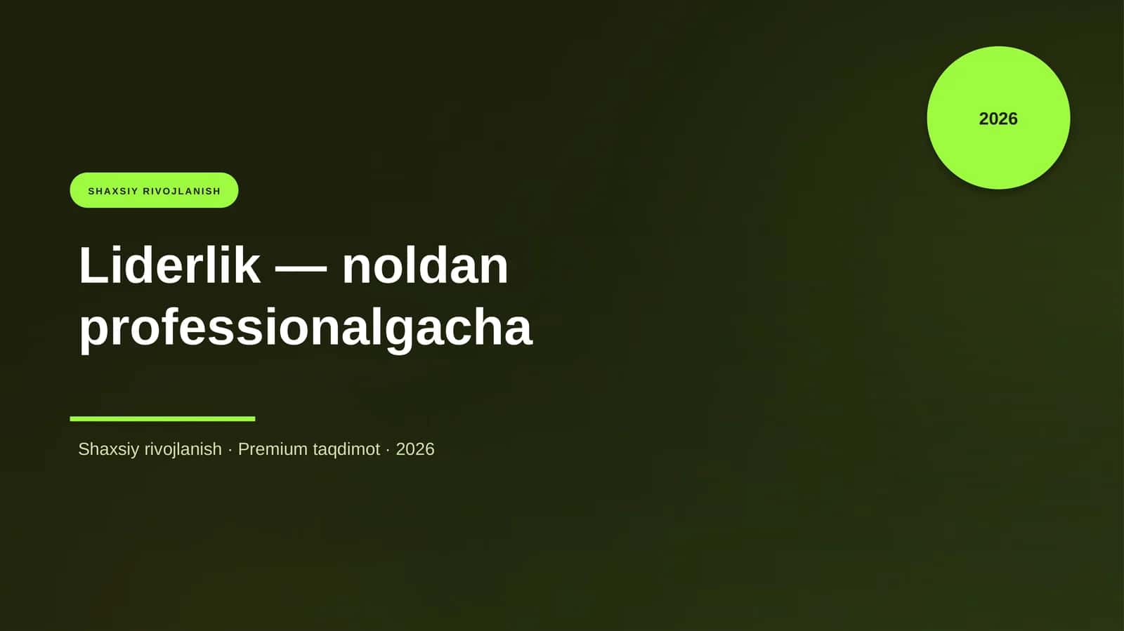 Liderlik — noldan professionalgacha