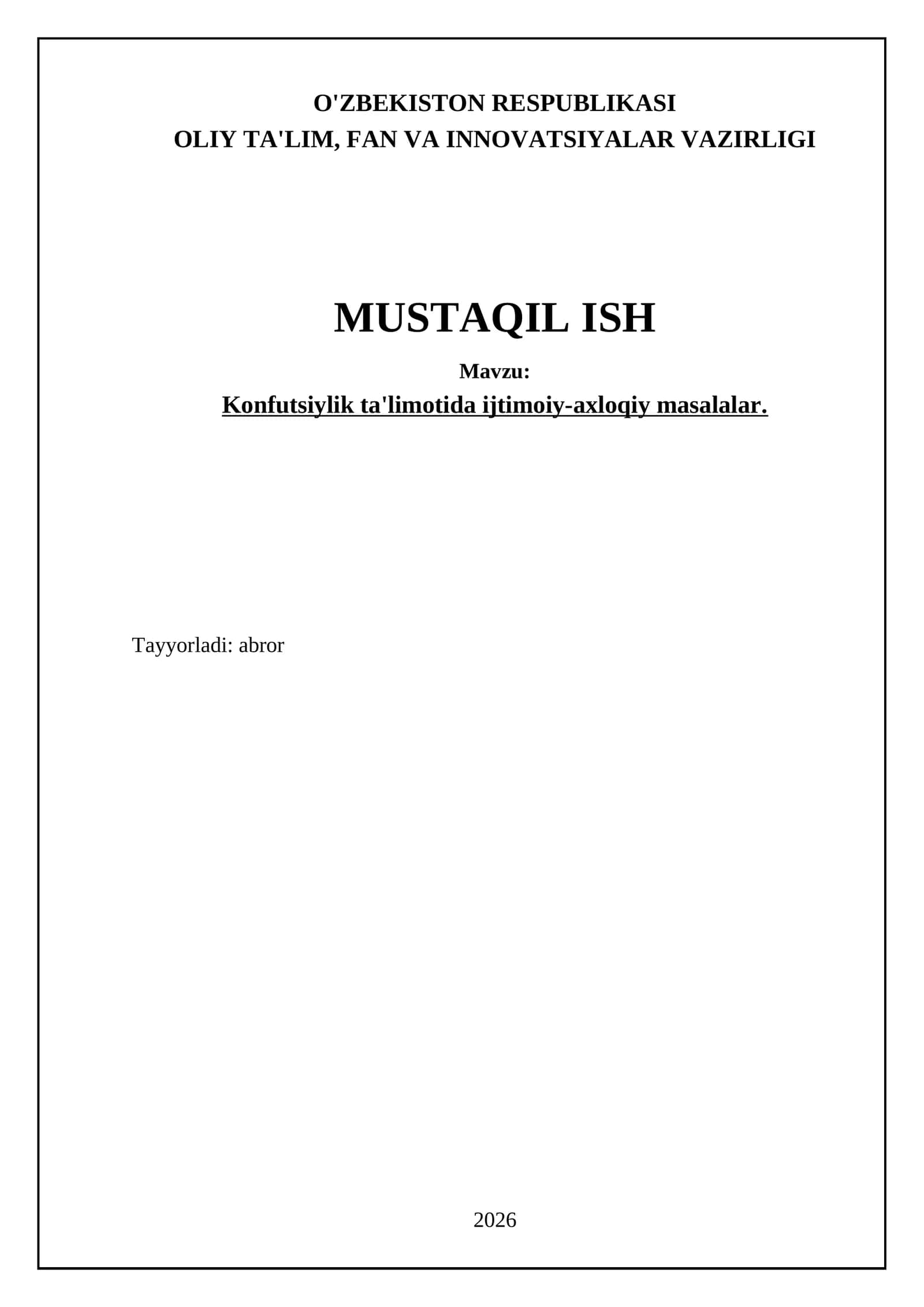 Konfutsiylik ta'limotida ijtimoiy-axloqiy masalalar