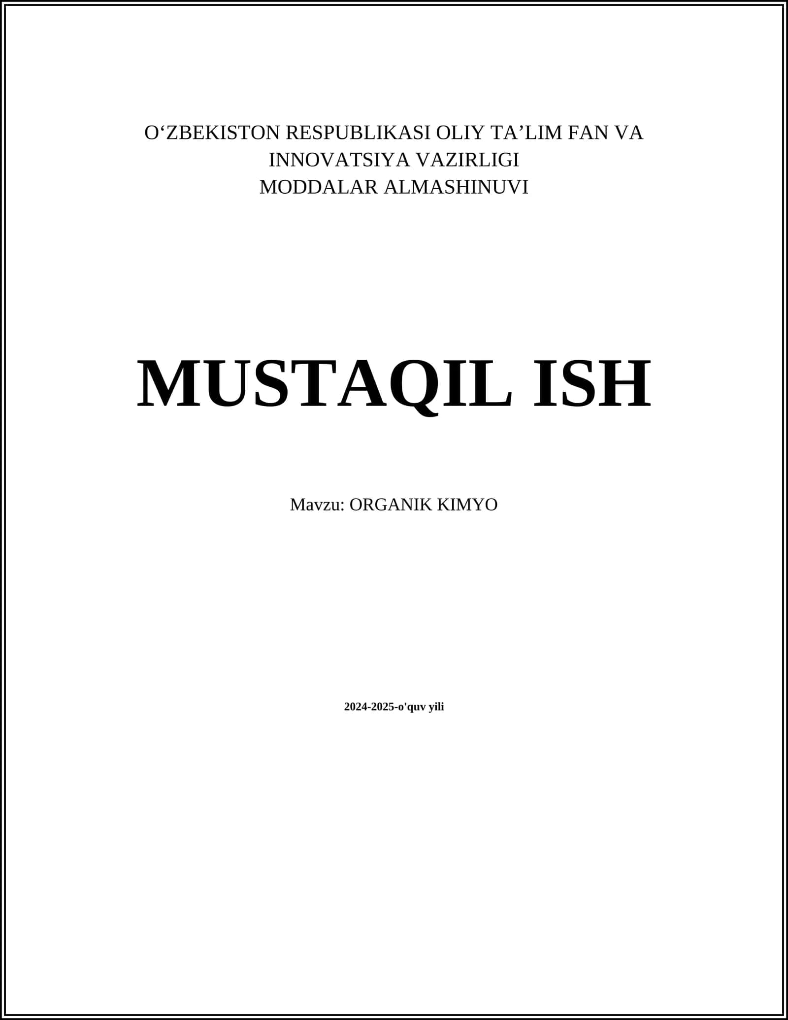 ORGANIK KIMYO