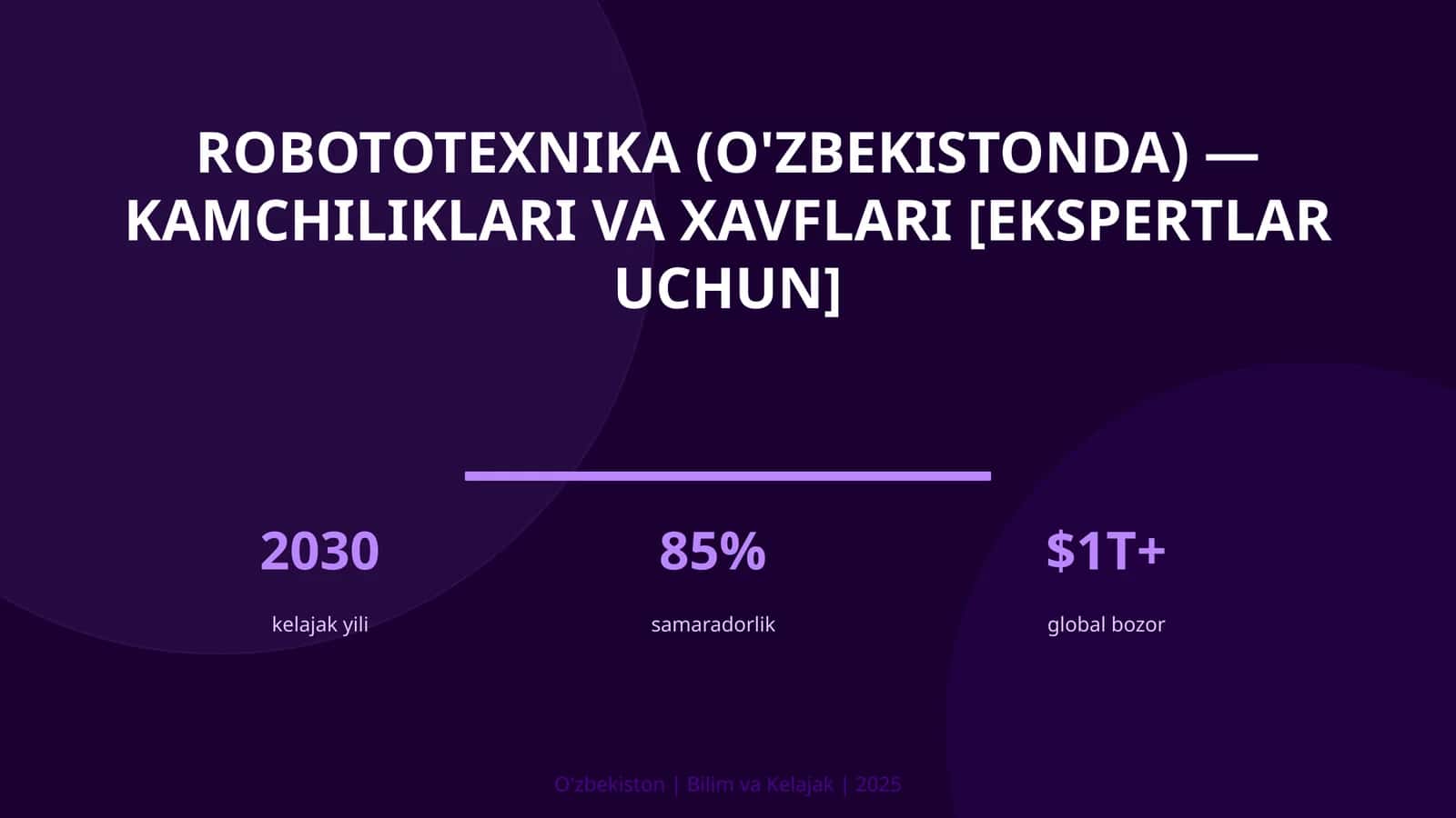 Robototexnika (O'zbekistonda) — kamchiliklari va xavflari [ekspertlar uchun]