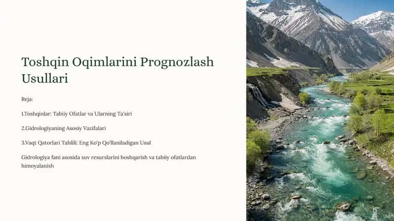 Toshqin Oqimlarini Prognozlash Usullari