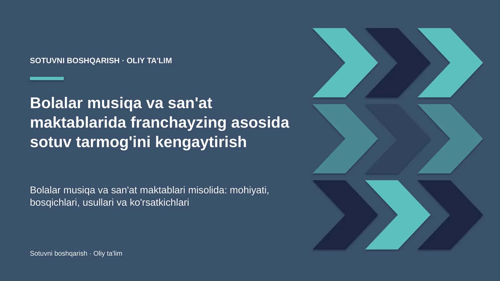 Bolalar musiqa va san'at maktablarida franchayzing asosida sotuv tarmog'ini kengaytirish