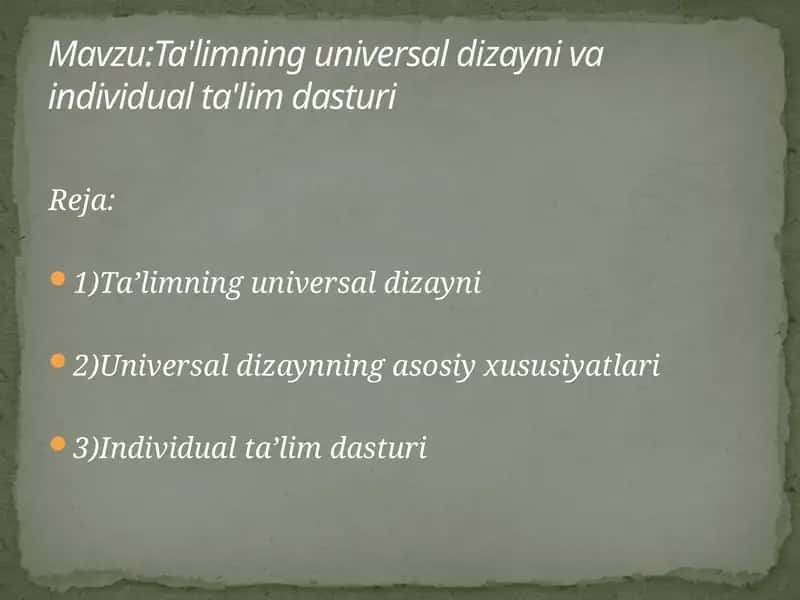 Ta'limning universal dizayni va individual ta'lim dasturi
