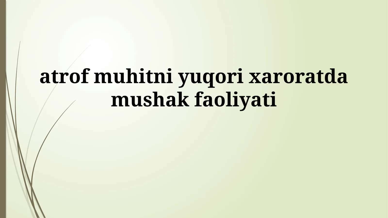 Issiqlik Stressiga Mushaklarning Javobi