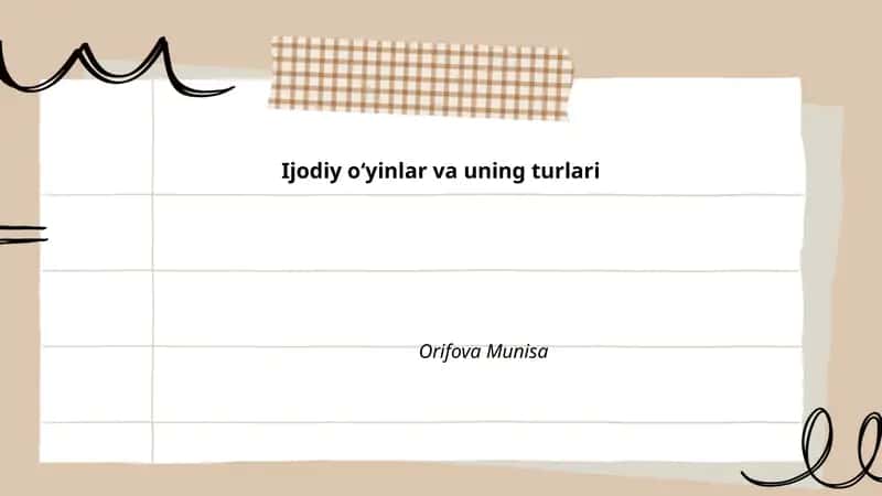 Ijodiy o'yinlar va ularning tarixi