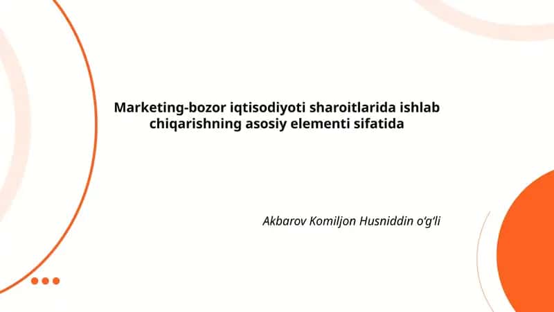 Marketing-bozor iqtisodiyoti sharoitlarida ishlab chiqarishning asosiy elementi