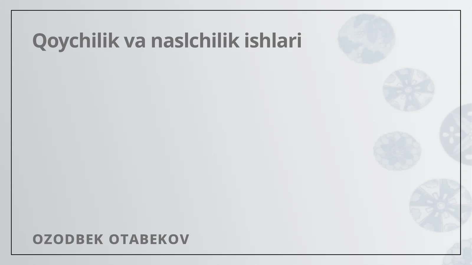 Qo'ychilik va naslchilik ishlari