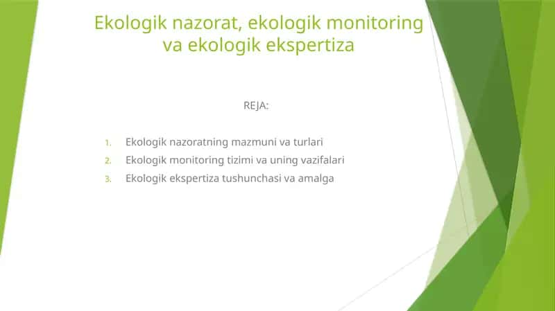 Ekologik nazorat, ekologik monitoring va ekologik ekspertiza