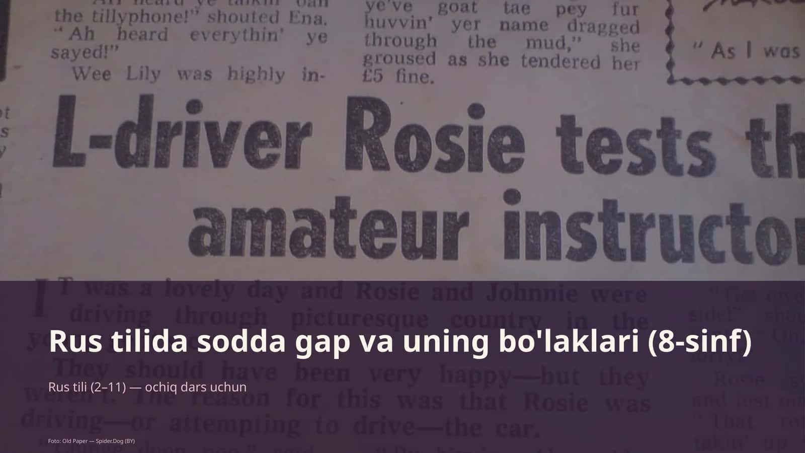 Rus tilida sodda gap va uning bo'laklari (8-sinf)