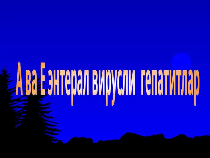 А ва Е энтерал вирусли гепатитлар