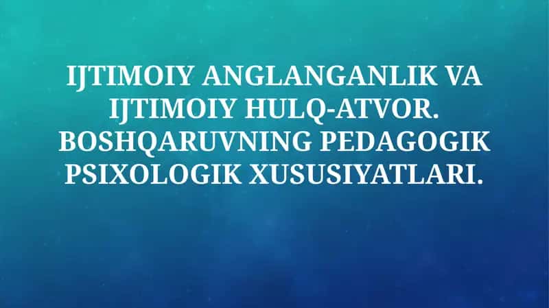 Ijtimoiy Anglanganlik va Ijtimoiy Hulq-Atvor