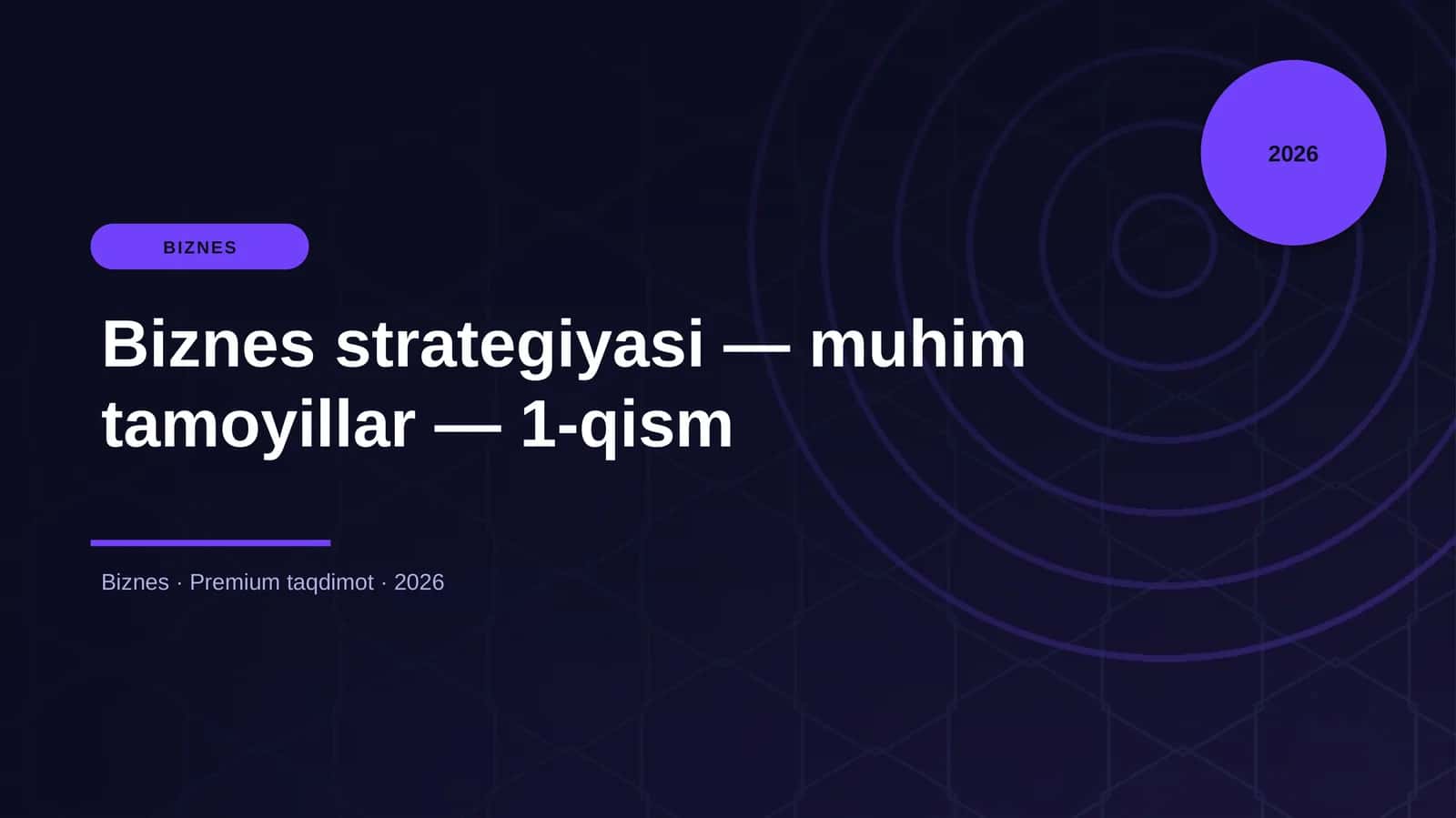 Biznes strategiyasi — muhim tamoyillar — 1-qism