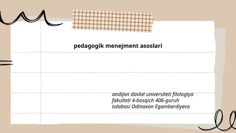 Pedagogik menejment asoslari