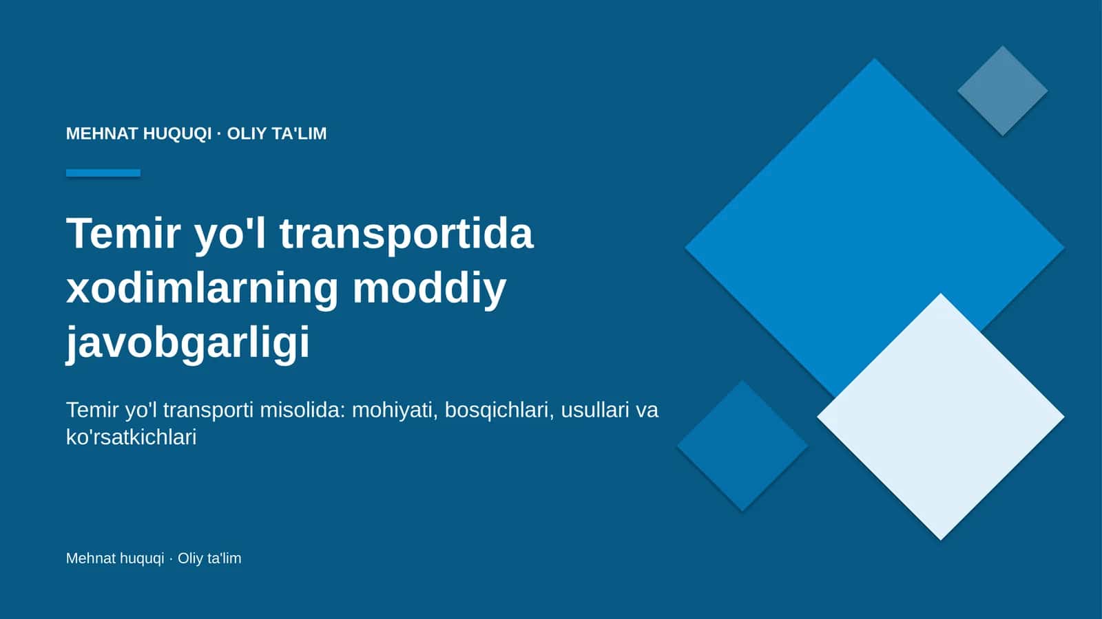 Temir yo'l transportida xodimlarning moddiy javobgarligi